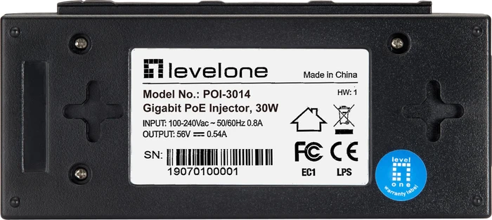 LevelOne Desktop Gigabit PoE-Injektor, 2x RJ-45, 30W PoE+