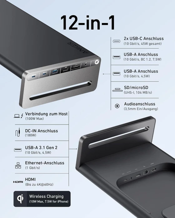 Anker 675 USB-C Docking Station (EU), USB-C 3.1 [Buchse]