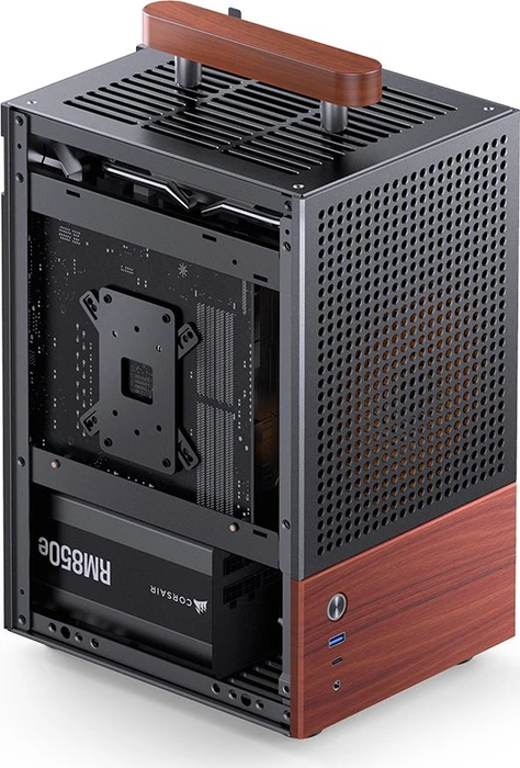 Jonsbo T6 Black, schwarz/braun, Glasfenster, Mini-ITX