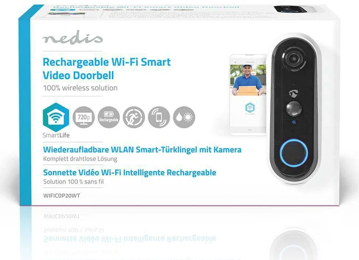 Nedis SmartLife Video-Türsprechanlage 720p weiß/schwarz, Video-Türklingel