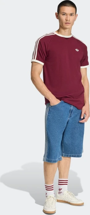 adidas 3-Streifen T-Shirt kurzarm maroon/off white (Herren)