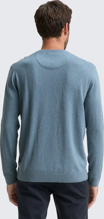 Tom Tailor Strickpullover mit V-Ausschnitt aus Baumwolle Strickpullover faded blue melange (Herren)