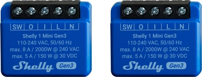 Shelly 1 Mini Gen3, 1-Kanal, Unterputz, Schaltaktor, 2er-Pack
