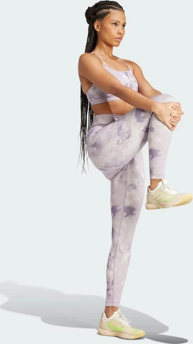adidas Aeroreact Training Essentials Light Support Tie-Dye Flower-Print Sport-BH putty mauve/preloved fig (Damen)