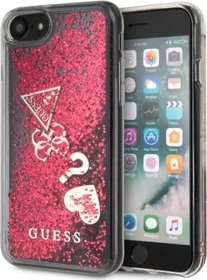 Guess Hard Cover Hearts Liquid Glitter für Apple iPhone SE (2020) rot