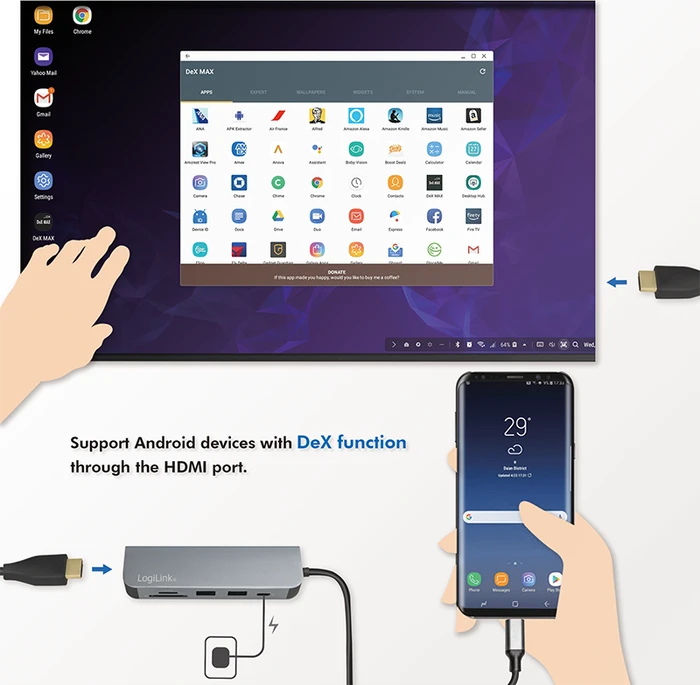 LogiLink Docking Station, USB-Hub, Dual-Slot-Cardreader, USB-C 3.0 [Stecker]