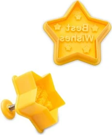 Städter Präge-Ausstecher mit Auswerfer Stern Best Wishes 4.5cm gelb