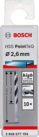 Bosch Professional HSS PointTeQ Spiralbohrer, 2.6x30x57mm, 10 Stück
