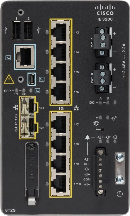 Cisco IE 3200 Network Essentials Industrial Railmount Gigabit Managed Switch, 8x RJ-45, 2x SFP