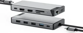 Alogic DV3 12-in-1 USB-C Dual Display Mini Dock, USB-C 3.0 [Stecker], V2 (DUCDDV3V2)