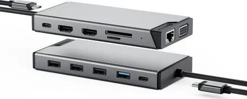 Alogic DV3 12-in-1 USB-C Dual Display Mini Dock, USB-C 3.0 [Stecker], V2