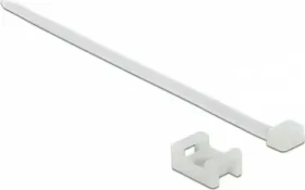 DeLOCK Schraubhalter, 23x16mm mit Kabelbinder, 7.2mm, 150mm, weiß, 10 Stück