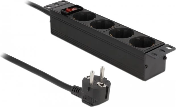 DeLOCK 10" Steckdosenleiste, 4-fach, 250V, schwarz, 1.5m
