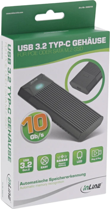 InLine USB 3.2 Gen 2 External Enclosure, USB-C 3.1