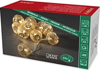 Konstsmide Dekolichterkette Metallkugeln gold LED 10x warmweiß