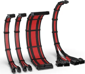 EZDIY-FAB 12VHPWR Cable Kit, 1x 24-Pin, 2x 4/8-Pin ATX, 1x 12VHPWR/4x 8-Pin PCIe, 16AWG, schwarz/rot