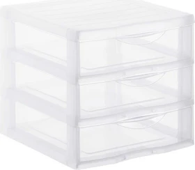 Rotho Orgamix A6 Schubladenbox, 3 Schubladen, transparent
