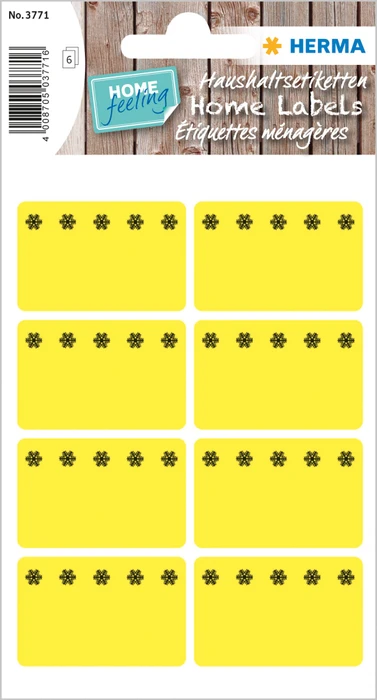 Herma Tiefkühletiketten Eiskristalle, 26x40mm, gelb, 6 Blatt (48 Etiketten)