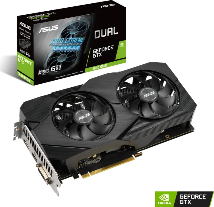 ASUS Dual GeForce GTX 1660 SUPER Advanced EVO, DUAL-GTX1660S-A6G-EVO, 6GB GDDR6, DVI, HDMI, DP