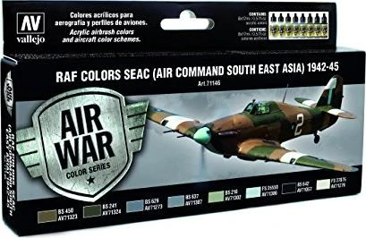 Vallejo Model Air Air War Color Series WWII RAF & FAA SEAC South East Asia Farbset, 8-tlg.