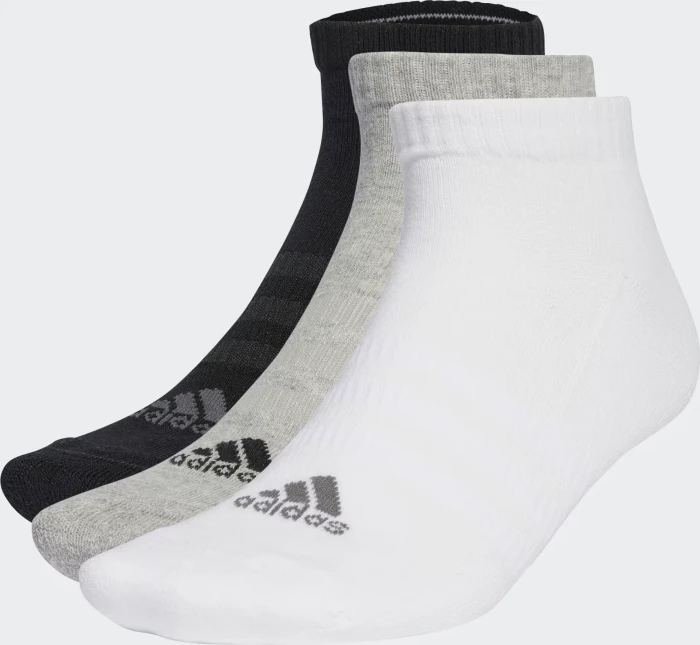 adidas Cushioned Low Cut Socken medium grey heather/white/black, 3 Paare