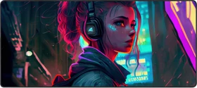 Sharkoon Skiller SGP50 D1, Mouse Mat XXL, 900x400mm, Cyber-Girl with Headset