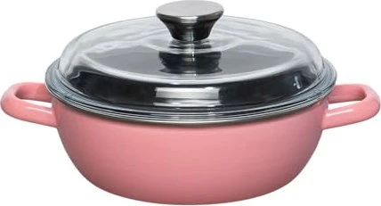 Riess Schmorpfanne hoch mit Glasdeckel 20cm 1.4l rosa