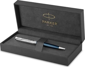 Parker Sonnet Premium Metal & Blue CT Kugelschreiber blau/chrome trim, Geschenkbox