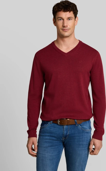 Tom Tailor Strickpullover mit V-Ausschnitt aus Baumwolle Strickpullover rot (Herren)