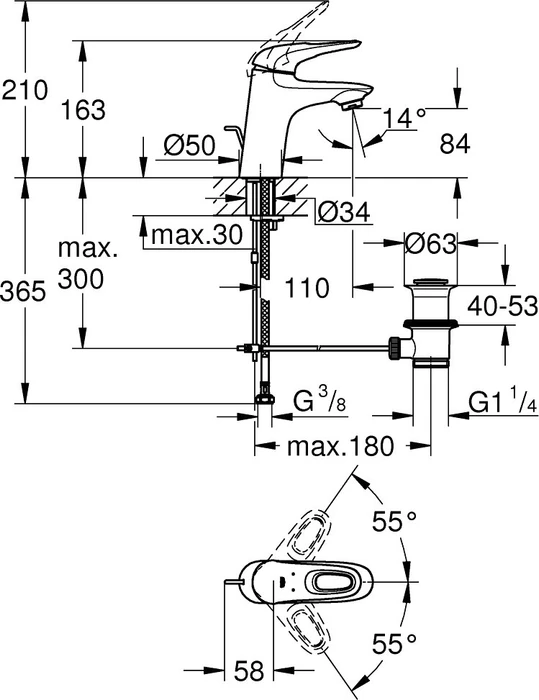 Grohe Eurostyle Einhand-Waschtischbatterie 1/2" S-Size chrom
