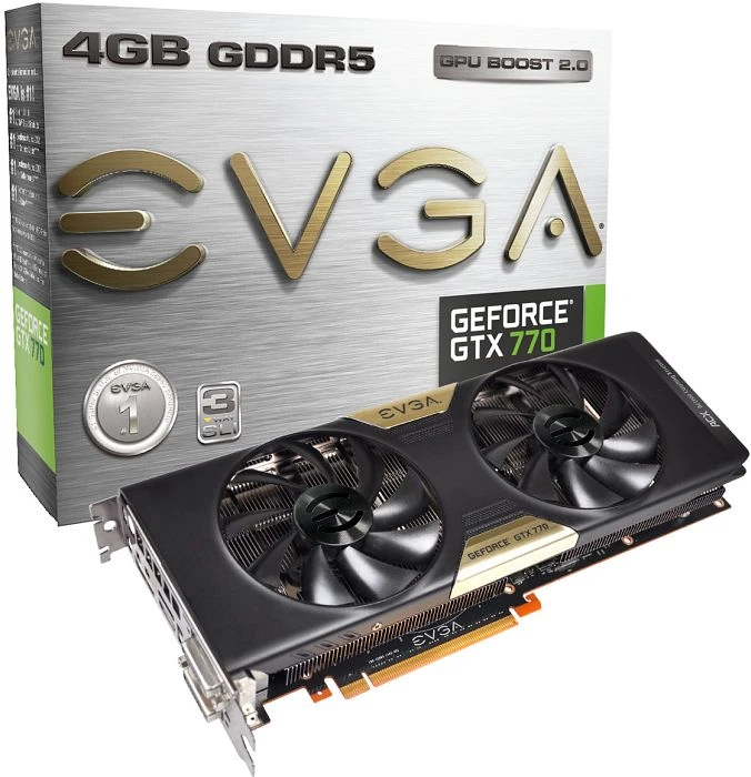 EVGA GeForce GTX 770 ACX Cooler, 4GB GDDR5, 2x DVI, HDMI, DP