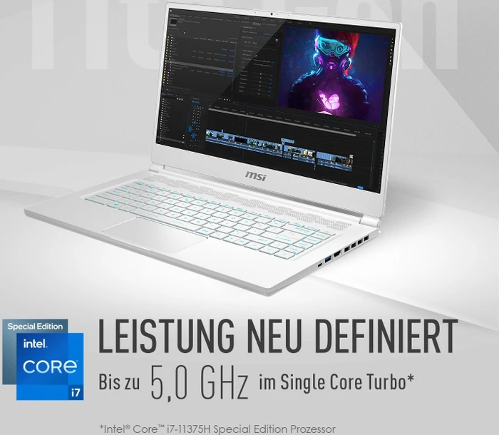 MSI Stealth 15M A11UEK-028, Pure White, Core i7-11375H, 16GB RAM, 1TB SSD, GeForce RTX 3060, DE