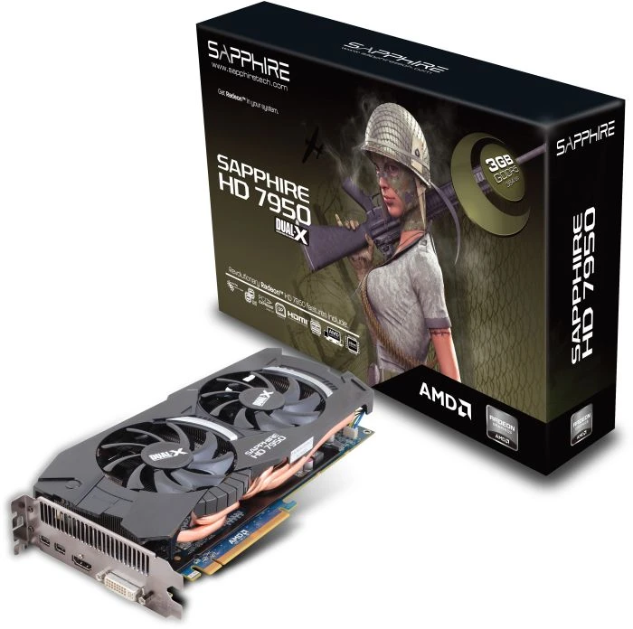 Sapphire Radeon HD 7950 Dual Fan, 3GB GDDR5, DVI, HDMI, 2x mDP, full retail