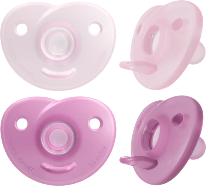 Philips Avent SCF099/27 Soothie Shapes Beruhigungsschnuller, 0-6M, Silikon, rosa/hellrosa, 2 Stück
