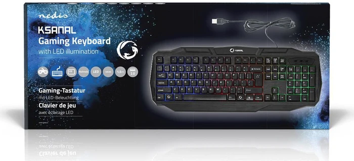 Nedis Gaming Tastatur, LEDs RGB, schwarz, USB, US