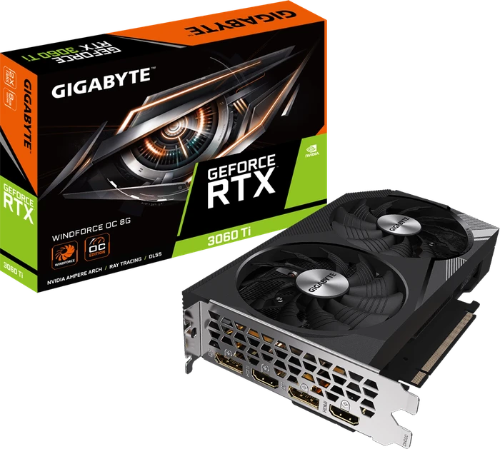GIGABYTE GeForce RTX 3060 Ti Windforce OC 8G (LHR), 8GB GDDR6, 2x HDMI, 2x DP