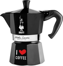 Bialetti Moka Express Collection I love coffee 3 Tassen Espressokanne schwarz