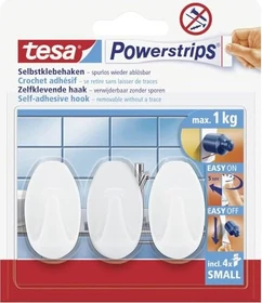 tesa Powerstrips Klebehaken mini chrom, Klebehaken, 3 Stück