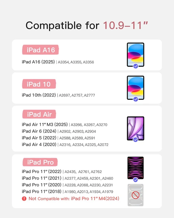 Inateck Ultraleicht Tastatur für iPad Air 6/iPad Air 5/iPad Pro 11", pink, UK