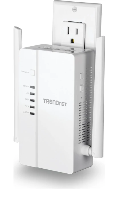 TRENDnet Powerline AV2 1200 Wireless Starter Kit, Powerline/WLAN-Access Point und Powerline-Adapter Set, 2er-Bundle