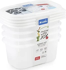 Rotho Domino Gefrierdose Aufbewahrungsbehälter 200ml, 4 Stück