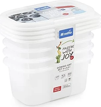 Rotho Domino Gefrierdose Aufbewahrungsbehälter 200ml, 4 Stück