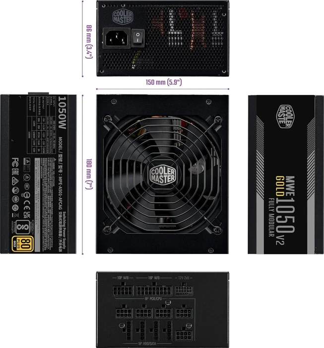 Cooler Master MWE Gold V2 Fully Modular 1050W, ATX 3.1
