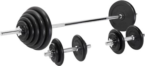 Gorilla Sports Hantelstangen Gummi Sternverschluss Set 100kg