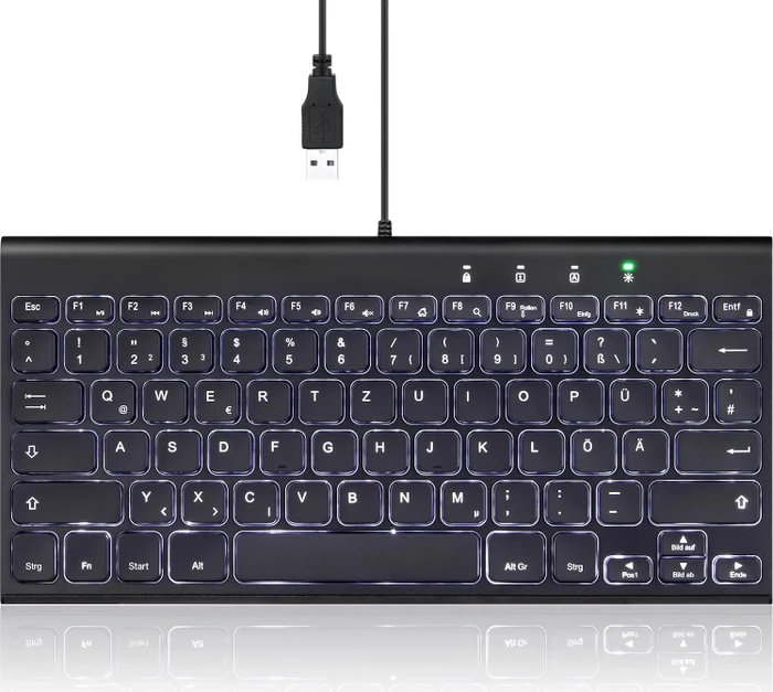 Perixx Periboard-429, schwarz, LEDs weiß, USB, DE