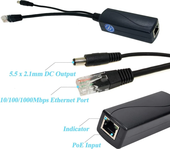 Revotech Desktop Gigabit PoE-Splitter, 2x RJ-45, PoE+ PD
