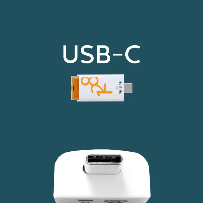 Philips Flash Drive Click Edition 128GB weiß/orange, USB-C, USB 3.2 Gen 1×1