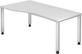 Hammerbacher Ergonomic Plus Q-Serie VQS18/W Schreibtisch 180x100cm weiß/silber