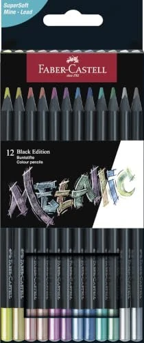 Faber-Castell Black Edition Buntstift sortiert, Metalletui, 12er-Set