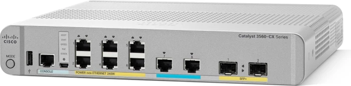 Cisco Catalyst 3560-CX Compact IP Base Desktop Gigabit Managed Switch, 8x RJ-45, 2x SFP+, 240W PoE+